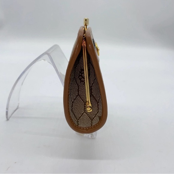 Auth Christian Dior Honeycomb PVC x Leather Beige Clasp Coin Case W/Box - Picture 6 of 13